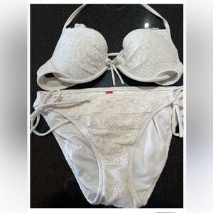 Victoria's Secret White Crochet Push-Up Bikini Set